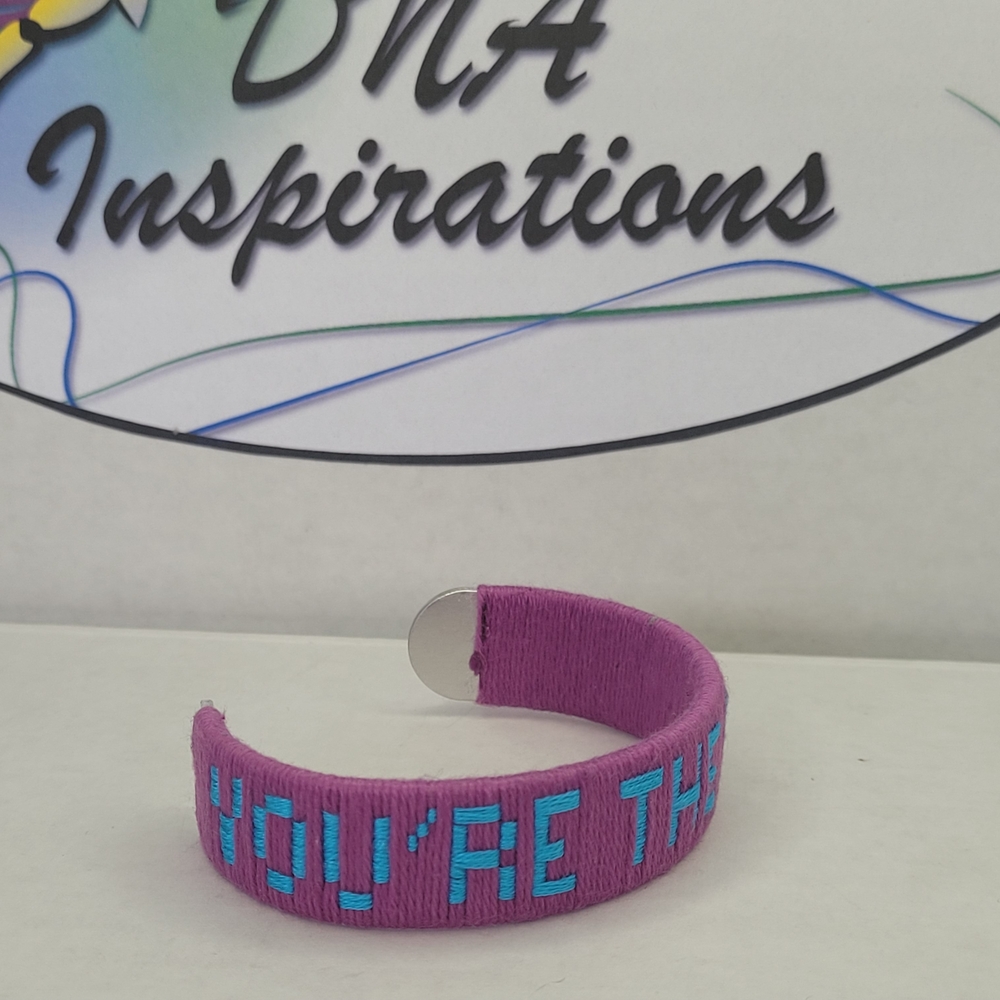 Handmade Purple & Blue Embroidered Bracelet – Inspirational Gift